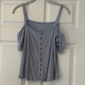 American Eagle Outfitters Blue Flutter Sleeve Blouse